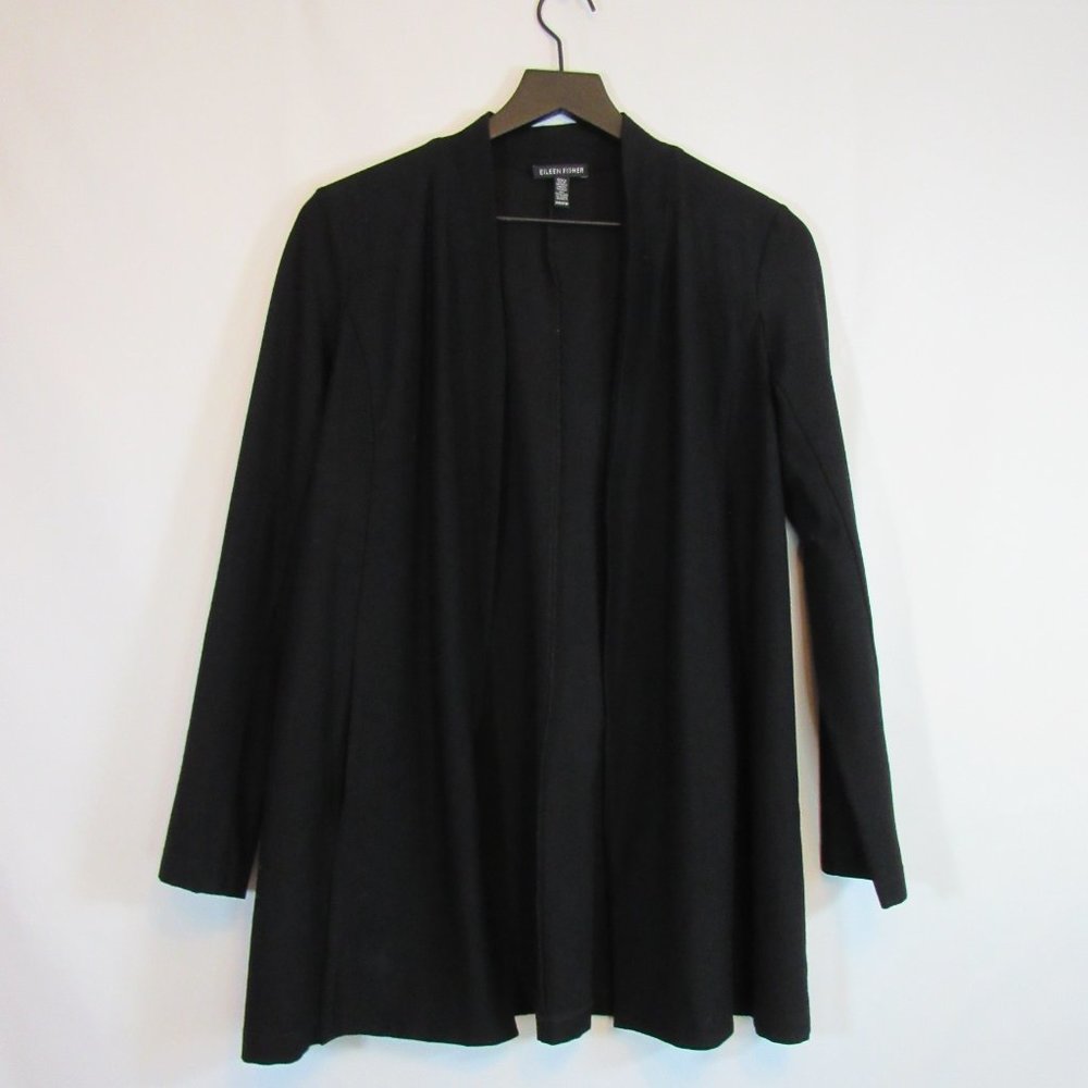 Eileen Fisher Black Open Front Cardigan Sweater XXS